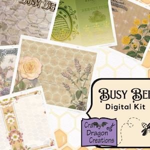 Busy Bee junk journal kit, Printable Digital
