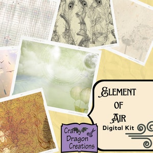 Element of Air Junk Journal Kit, Printable Digital