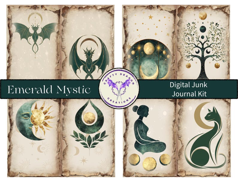 Emerald Mystic Junk Journal, Digital Journal Kit - Etsy