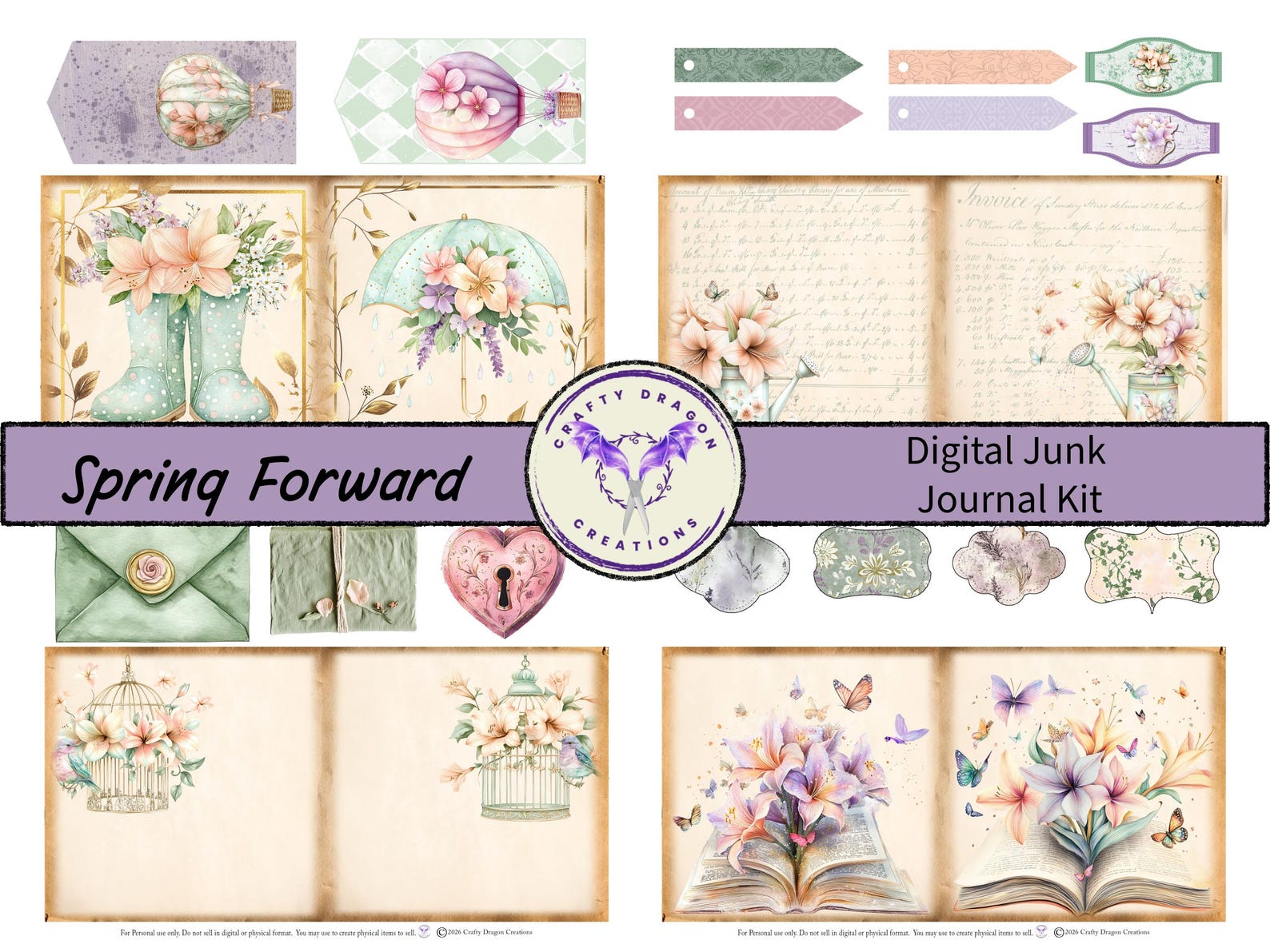 Spring Forward Digital Kit for a Mini Sized Junk Journal / Printable - Etsy