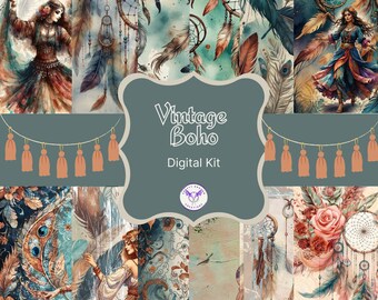 Vintage Boho Junk Journal Digital Kit