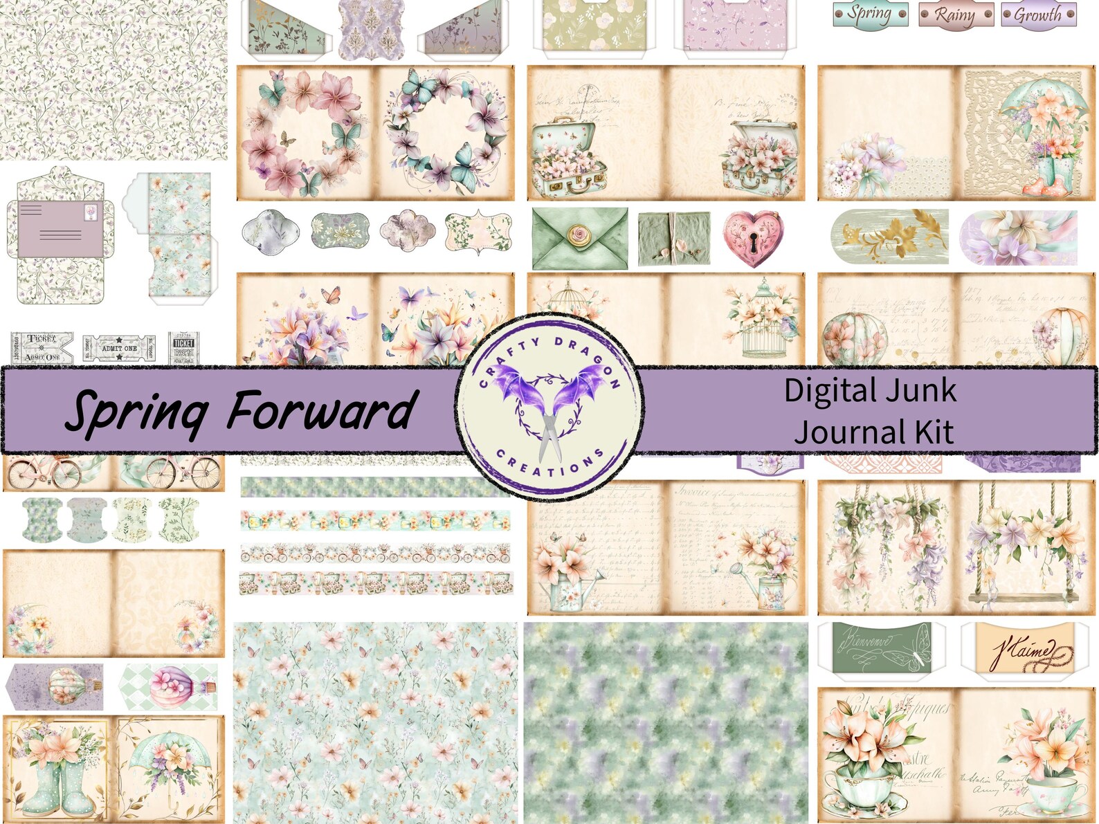 Spring Forward Digital Kit for a Mini Sized Junk Journal / Printable - Etsy