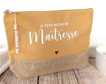 Trousse personnalisée, le petit bazar de maîtresse, trousse cadeaufin d'année, Assistante maternelle, Maître, Maîtresse, Nounou, tata, tatie