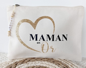 Trousse personnalisée, maman en or, trousse cadeau maman, future maman, fête des mères, fête des mamans