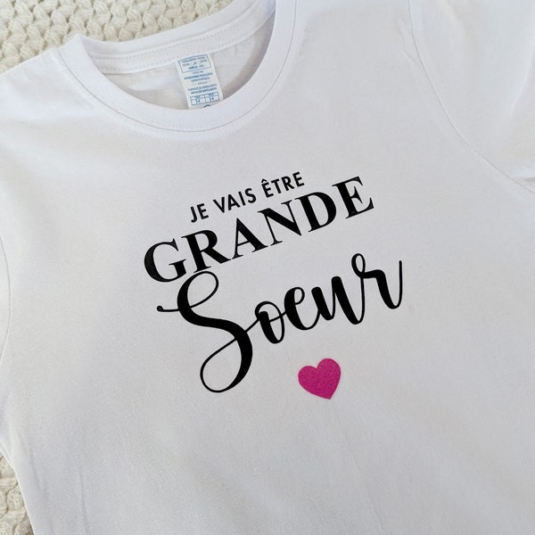 T-shirt future grande soeur, Bientôt grande soeur, T-shirt enfant je vais être grande soeur, Annonce grossesse