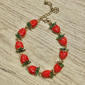 Strawberry Charm Bracelet - Adjustable Sizing