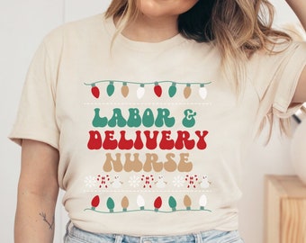T-shirt d’infirmière obstétricienne, chemise OBGYN, chemise de Noël de travail et d’accouchement, chemise d’infirmière LD, t-shirt d’infirmière de vacances, infirmière d’accouchement, chemise de l’USIN,