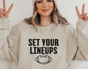 Camiseta de fútbol fantasy, camiseta set your lineups, camiseta de fútbol divertida, sudadera de esposa de fútbol, sudadera de fútbol dominical, camisa del comisionado