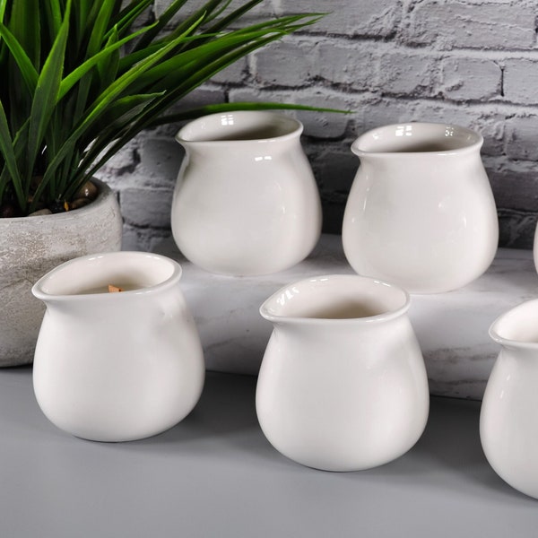 8oz White Empty Ceramic Massage Candle Cup with Spout and Gift Box