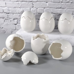 8oz Empty White Ceramic Egg with Gift Box for Candles