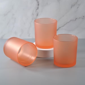 10oz Empty Peach Frosted Candle Glass with Choice of Lid and Gift Box