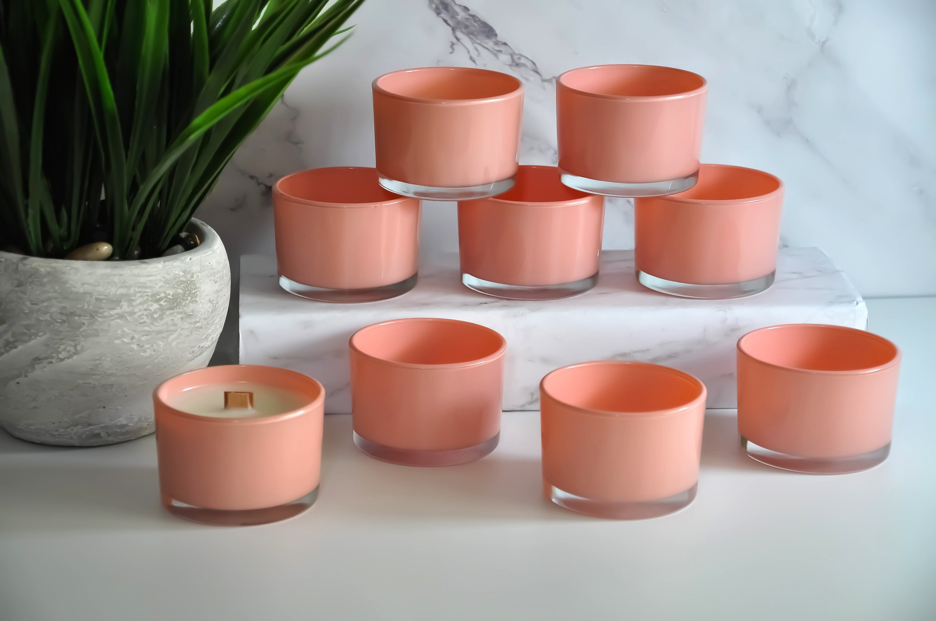Modern Clear Glass Display Bowls, Plant Vases, Votive Candle Holder, Decorative Storage Jars, Set of 2