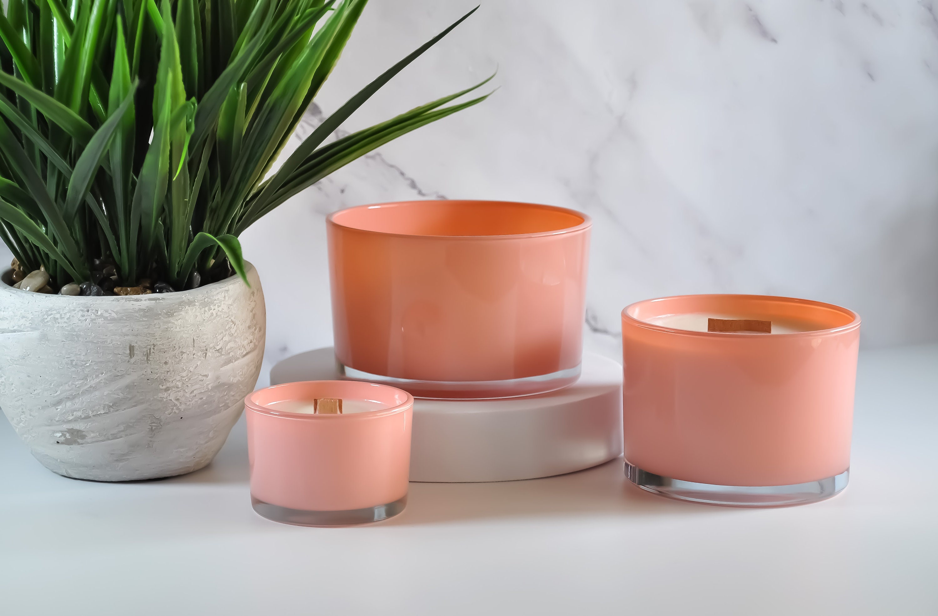 10oz Empty Matte Blush Pink Frosted Candle Glass With Bamboo Lid & Gift Box  