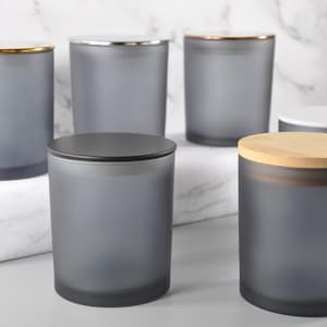 10oz Empty Gray Frosted Candle Glass Choose the Lid & Gift Box