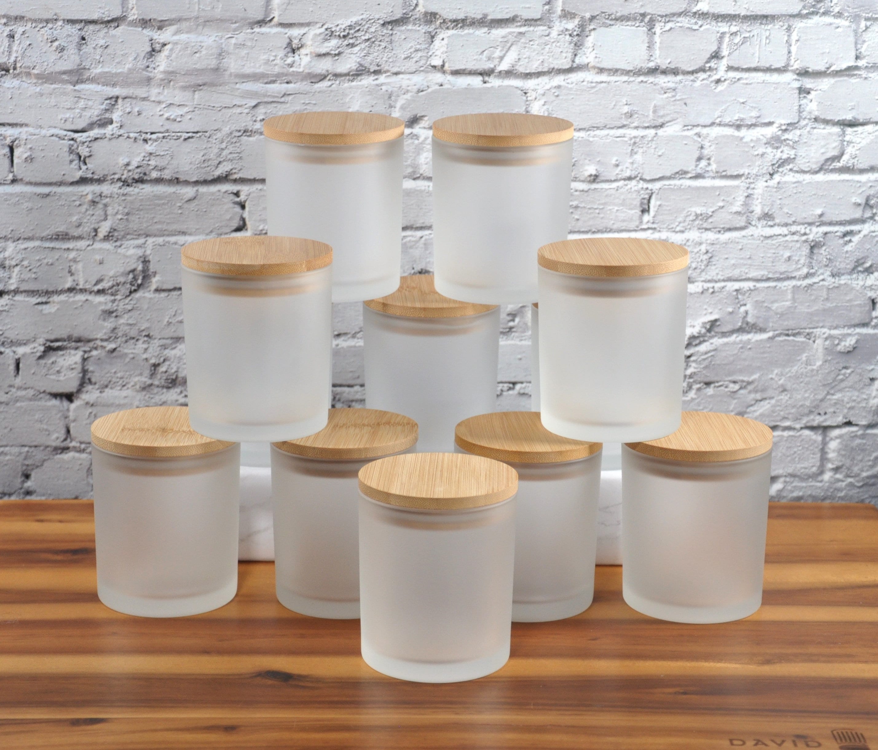 12pcs 6oz Luxury Candle Jar with Wood Pattern Lid Bulk Round