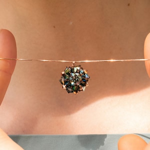 Necklace - Iridescent (Mini), handmade crystal pendant on a 925 silver chain rose gold plated