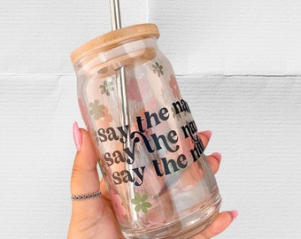 SAY THE NAME Seventeen inspired floral beer can cup KPop cup with straw 16oz