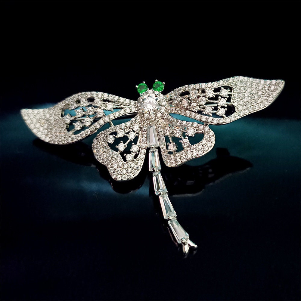 Rare! Authentic Tiffany & Co. Platinum Dragonfly Diamond Sapphire Pin Brooch