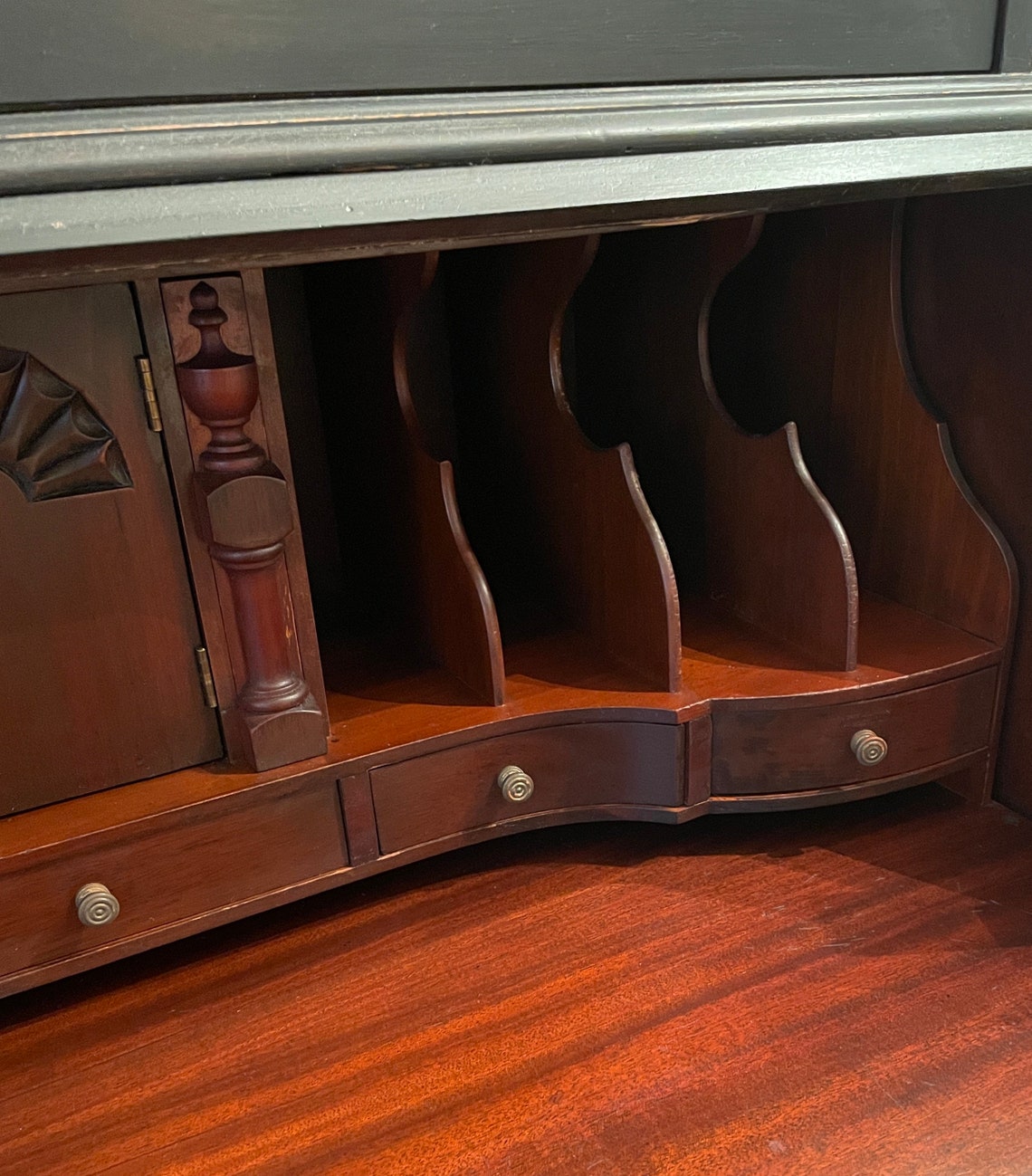 SOLD OUT Black Secretary Desk With Key. Distressed China Etsy