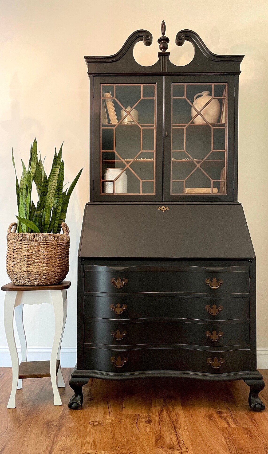 SOLD OUT Black Secretary Desk With Key. Distressed China Etsy