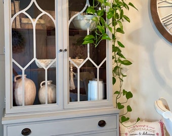 SOLD OUT | Antique Gray China Cabinet / Hutch / Vintage / Boho
