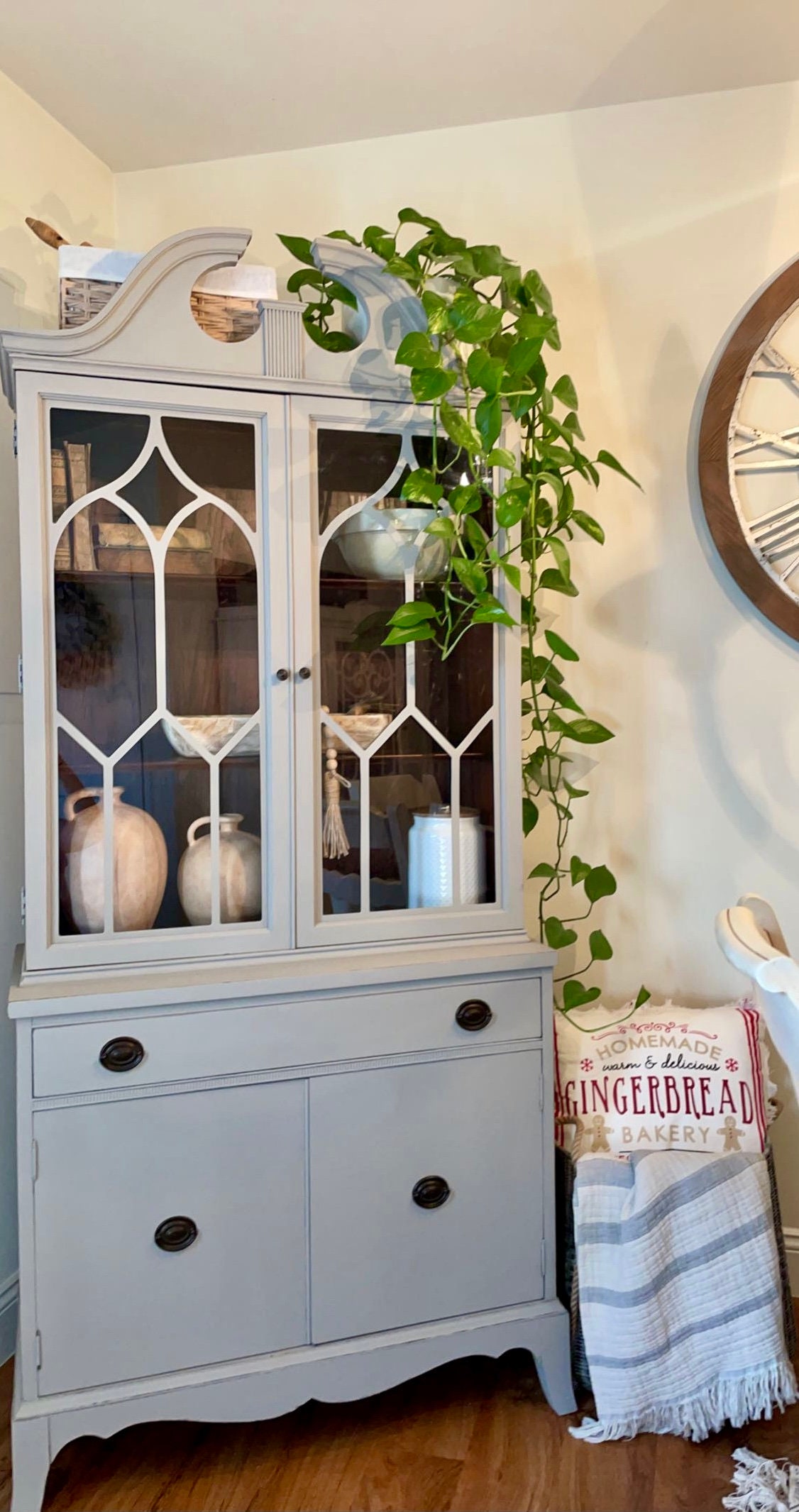 SOLD OUT Antique Gray China / Hutch / Vintage / Boho Etsy