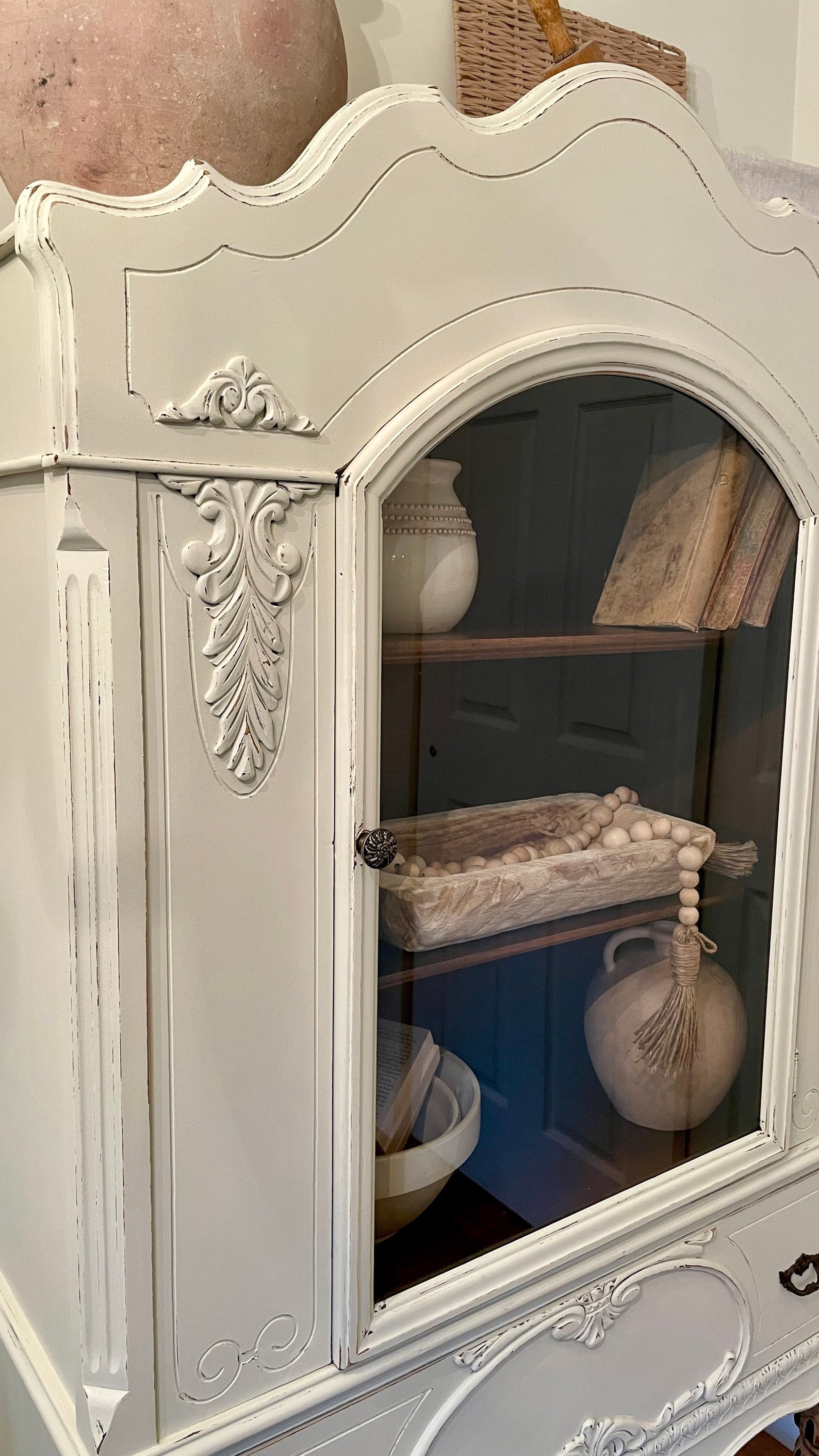 SOLD OUT White Antique Jacobean Hutch. Linen Closet. Etsy