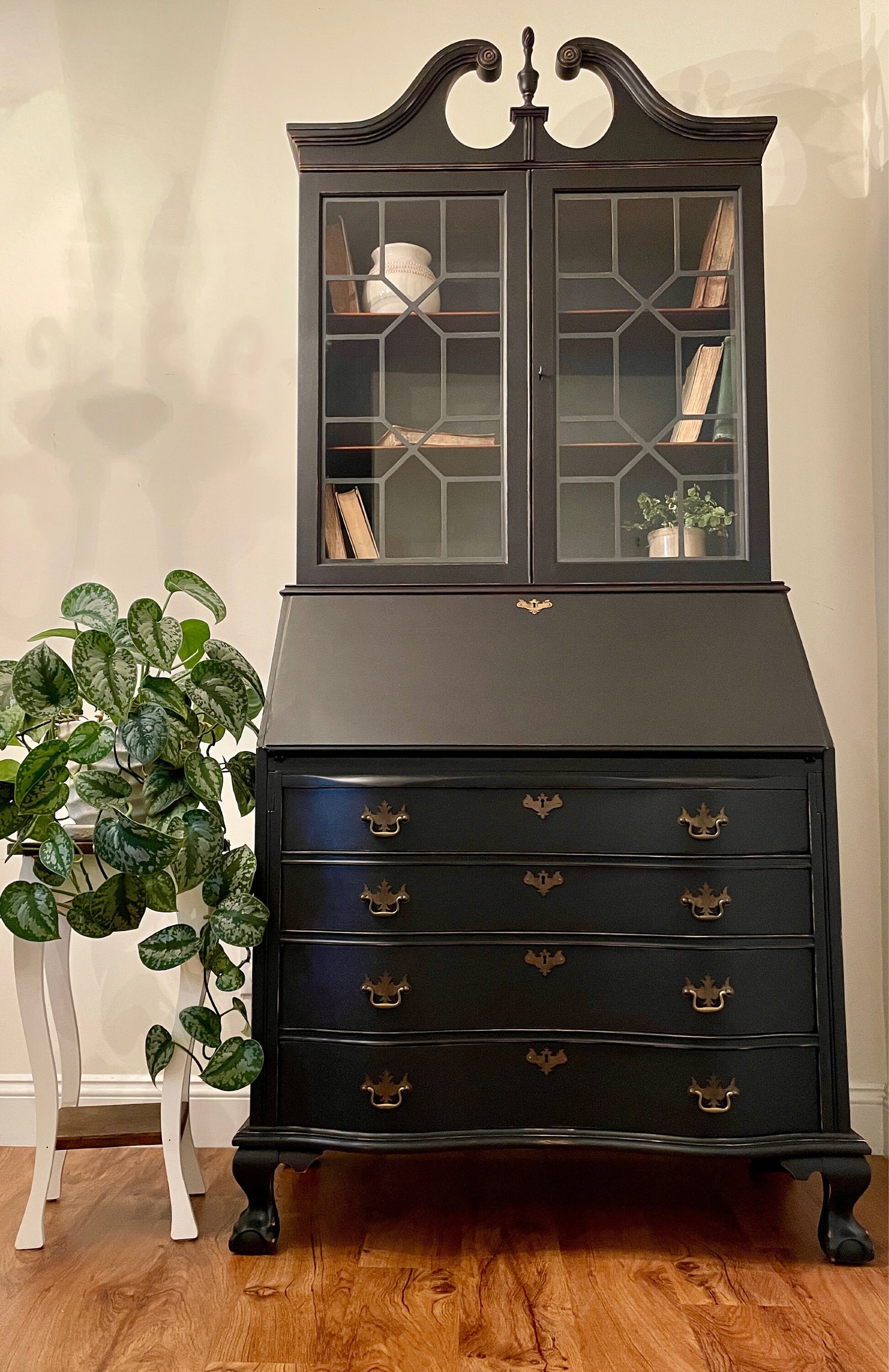 FREE SHIPPING Black Secretary Desk Hutch With Key. Antique Etsy