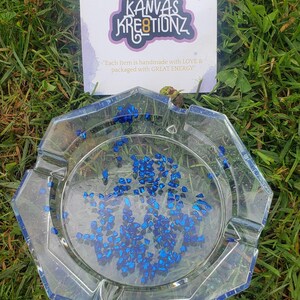 Blue Glass Hexagon Ashtray