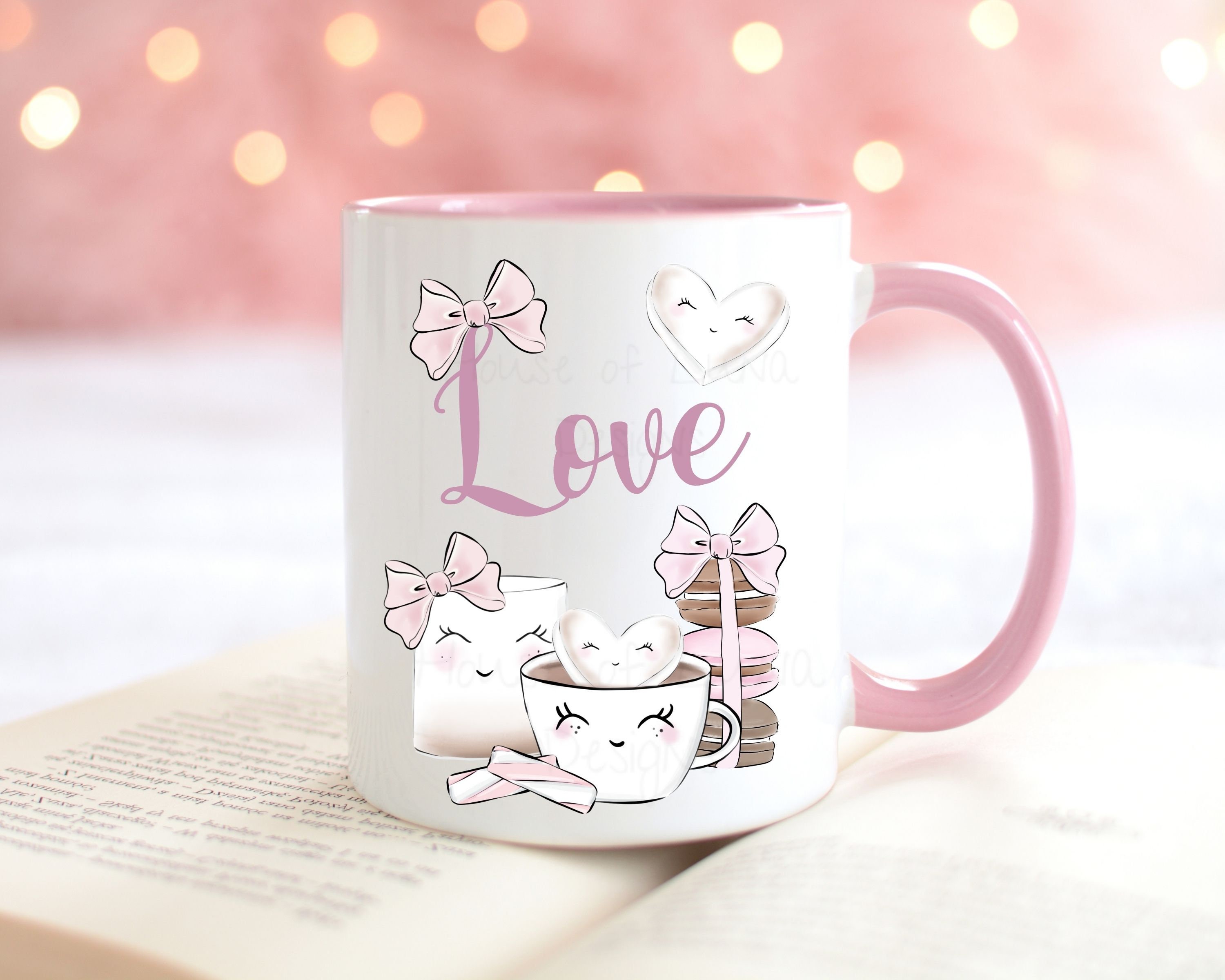 Coffee Cup Cute Coffee Dates Pretty Pink Coffee Cup Cute Coffee Lover Gift  Steaming Cup of Coffee Cappuccino Espresso Latte Macchiato Mocha Cute