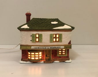 Dept 56: Scrooge and Marley Counting House- Dickens' Village Series; Department 56 - RETIRED, Vintage Christmas Village Lighted House