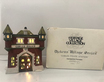 Dept 56: Cobles Police Station - Dickens' Village Series; Department 56 - RETIRED; Vintage Christmas Lighted House, Miniature Christmas
