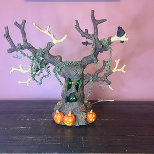 Dept 56: Haunted Tree - Halloween Snow Village Series- Department 56 - RETIRED; Vintage Halloween Fall Motion Village Decorations