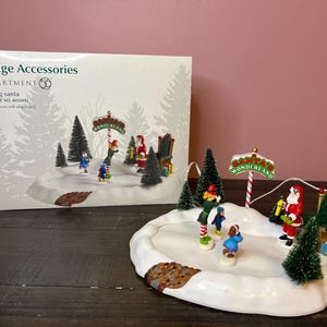 Dept 56: Visiting Santa, Village Accessories - Snow Village Series; Department 56 RETIRED - Christmas Village Accessory, Village Scene Decor