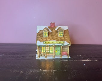 Dept 56: General Store - New England Village Series; Department 56 RETIRED, Vintage Christmas Village Lighted House, Village Scene