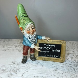 1970s Vintage Goebel Gnome Figurine; The Merry &quot;Co-Boy&quot; Figurine Advertisement Gnome; TMK-5 - Well 516 ; Made in Germany