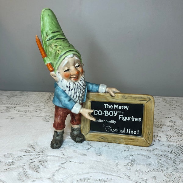 1970s Vintage Goebel Gnome Figurine; The Merry "Co-Boy" Figurine Advertisement Gnome; TMK-5 - Well 516 ; Made in Germany