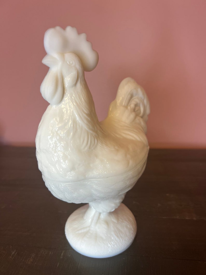 Vintage Westmoreland Milk Glass Rooster Candy Dish With Etsy