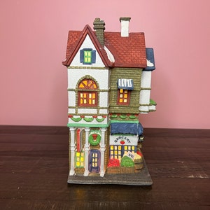 Dept 56 - Corner Grocer: Christmas in the City Series; Department 56 -RETIRED- Christmas Village Scene; Holiday Porcelain House