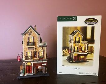 Dept 56: Caffe Tazio- Christmas in the City Series; Department 56 RETIRED -Vintage Christmas Village; Holiday Porcelain Lighted House
