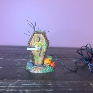 Dept 56: Dying To Get In Outhouse; Halloween Snow Village Series- Department 56 - RETIRED; Vintage Halloween Fall Lit Village Decorations
