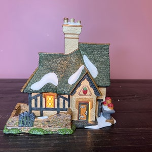 Dept 56- Strawberry Cottage: Dickens' Village Series; Department  56-RETIRED- Vintage Christmas Village Porcelain Holiday Lighted House