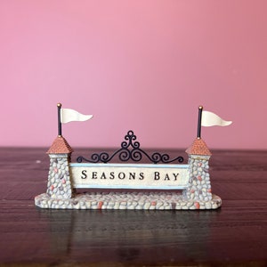 Dept 56: Seasons Bay Sign - Seasons Bay Series; Department 56 - RETIRED; Vintage Hand Painted Miniature Village Accessories
