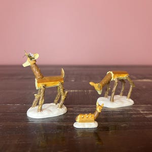 Dept 56: Wooden Deer Family - Snow Village Series; Department 56 RETIRED - Holiday Christmas Winter Forest Village Scene Accessory