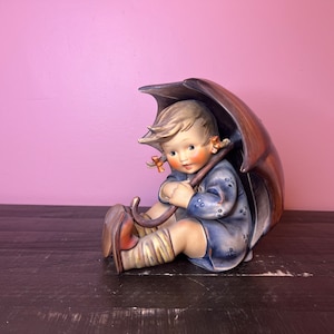 1960s Large Rare Vintage Goebel Hummel Figurine; Umbrella Girl #152/B  TMK-3, Antique Hand Painted Porcelain German Collectible Figurine