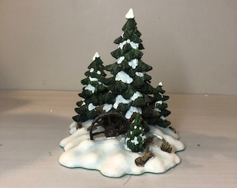 Dept 56: Village Wagonwheel Pine Grove - Village Accessories; Department 56 - RETIRED, Vintage Christmas Village Scene, Village Acessory