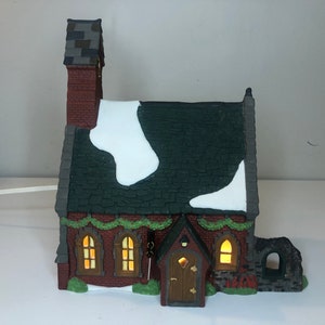 Dept 56 - Dudden Cross Church : Dickens&#39; Village Series ; Department 56 -RETIRED Vintage Dept 56 House- Christmas Village Scene Decor