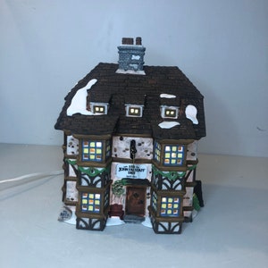 Dept 56 - Sir John Falstaff Inn- Dickens&#39; Village Series; Department 56 - RETIRED-  Vintage Dept 56 - Christmas Village Scene Decor