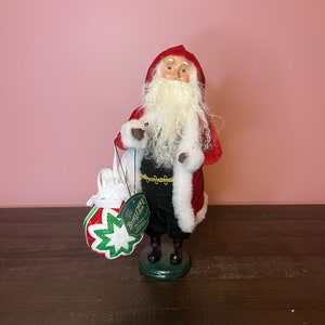 1999 Vintage Byers Choice Caroler-Red Victorian Santa Holding an Ornament; Vintage Christmas Caroler, Vintage Holiday Decor, Antique Caroler
