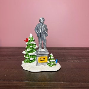Dept 56: Village Statue of Mark Twain - Snow Village Series;  Department 56 RETIRED - Vintage Christmas Village Accessory, Village Scene